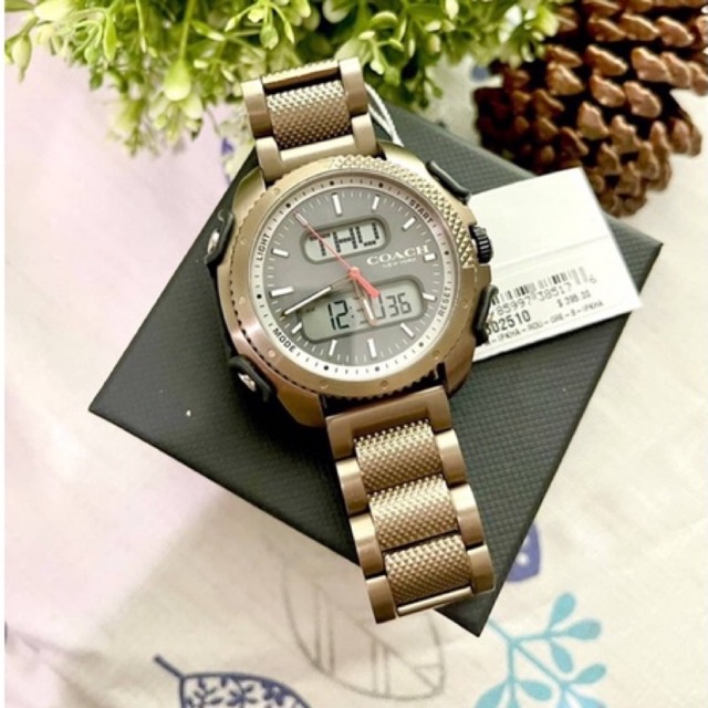 (ผ่อน0%) นาฬิกาชาย สแตนเลส 🔘Coach🔘 🔘Grey Men's Watch 🔘14602510 ขนาด 46mm