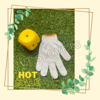 ถุงมือผ้าคอตต้อน cotton (1โหล 12 คุ่) สำหรับใส่ ทำงานก่อสร้าง ทำงานช่าง ซ่อมรถ กลึงเหล็ก งานการเกษตร ทำไร่ เกี่ยวข้าว