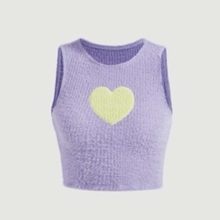 ꙳ ⋆ ⸝⸝ เสื้อกั๊กครอป เสื้อครอป เสื้อกล้ามครอป เสื้อกล้าม ลายหัวใจ สีพาสเทลน่ารักมาก🧚‍♀️🌟❕