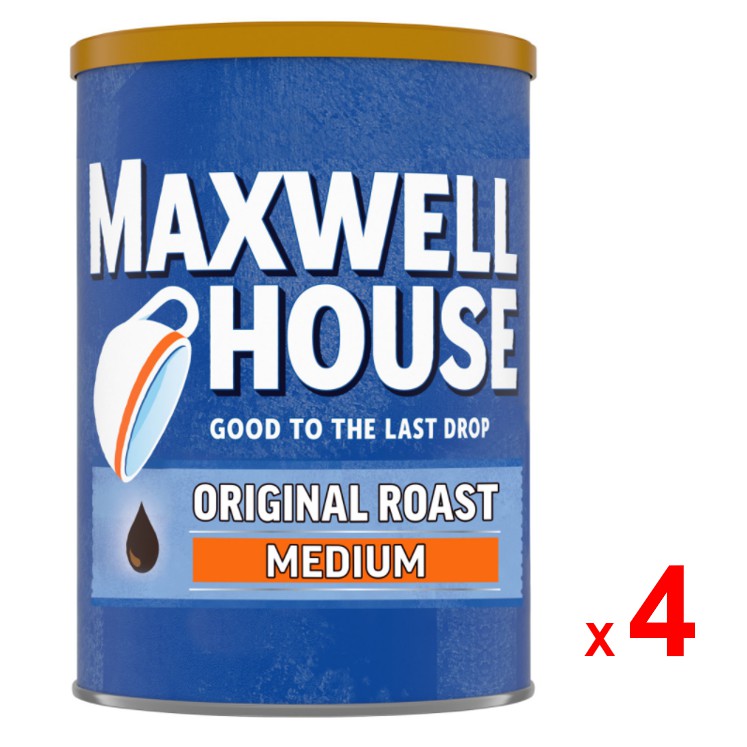 MAXWELL HOUSE กาแฟคั่วบด แมกซ์เวลล์ เฮาส์ ออริจันัล โรสต์ มีเดี่ยม โรสต์ กราวน์ มีคาเฟอีน ผลิตจากเมล็ดกาแฟ 100% ชุดละ 4
