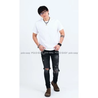 เสื้อยืดแฟชั่น ผู้ชาย T-Shirt cotton 100% คอกลม แขนสั้น สีขาว