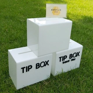 โปรแรง!!! TIP BOX สีขาวมี 3 แบบ กล่องอะคริลิค tipbox กล่อง tip box กล่องทำช่องใส่เงิน