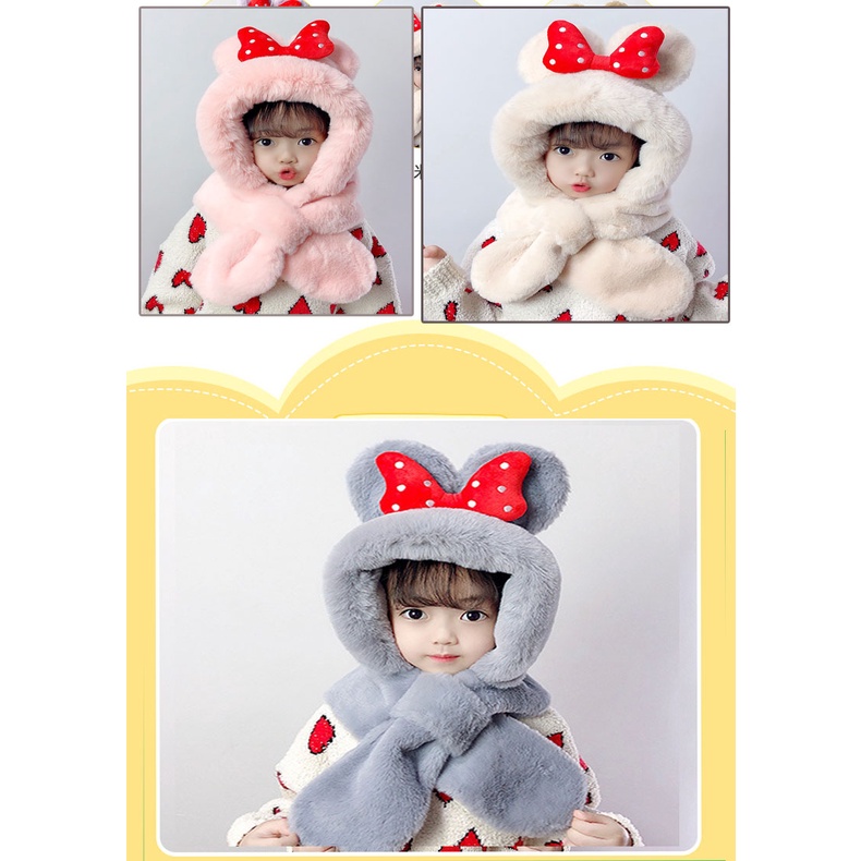 พร้อมส่ง ผ้าาพันคอ 2in1 เป็นหมวกและผ้าพันคอ