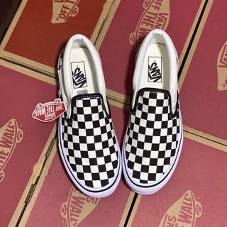🌟 slip on checkerboard 100%✅อุปกรณ์ครบพร้อมกล่อง รองเท้าผ้าใบ รองเท้าวิ่ง [sku000323]