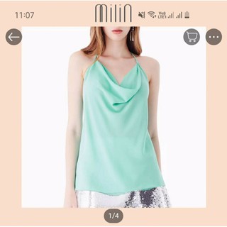 ✨NEW✨ เสื้อสายเดี่ยว คอถ่วง เปิดหลัง Gross Top แบรนด์ Thai Designer Milin แท้ สี เขียวมิ้นท์ สดใส Sexy