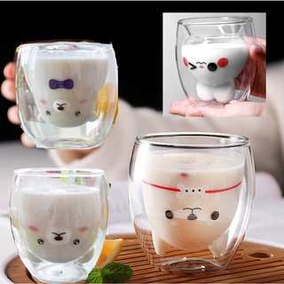 แก้วสองชั้นรูปสัตว์ ลายน่ารักๆ 🦮🐻 Double Wall Glass Shiba Polar Bear