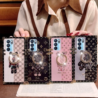 เคสโทรศัพท์มือถือ ทรงสี่เหลี่ยม ลายการ์ตูนหมี Violent สําหรับ Oppo Reno6 Z Reno5 5G Reno4 Pro Reno2 3 5