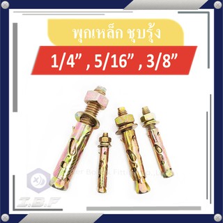 พุกเหล็ก ชุบรุ้ง มีเขี้ยว 1/4" 5/16" 3/8" Sleeve Anchor Yellow Zinc