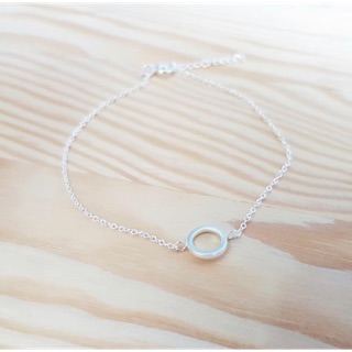 Minimalist925 สร้อยข้อมือจี้วงกลมเงินแท้