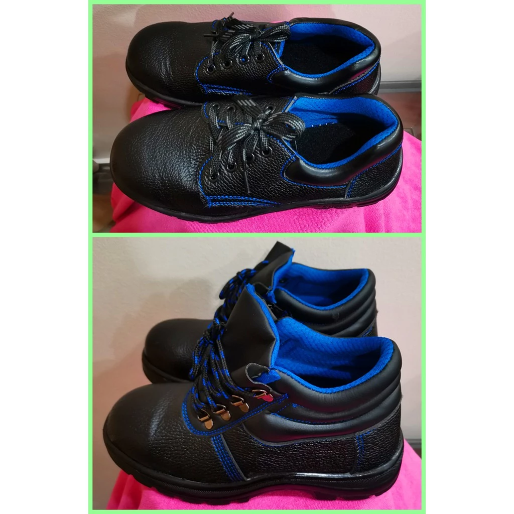รองเท้าเซฟตี้ หัวเหล็กพื้นเหล็ก สีน้ำเงินด้านใน ข้อเตี้ย/ข้อสูง Size 36-48