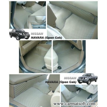 ยางปูพื้นรถยนต์ Nissan Navara cab ลายกระดุมเต็มคัน 8ชิ้น (พื้นเรียบ เเถมแผ่นกันสึกฝั่งคนขับฟรี)