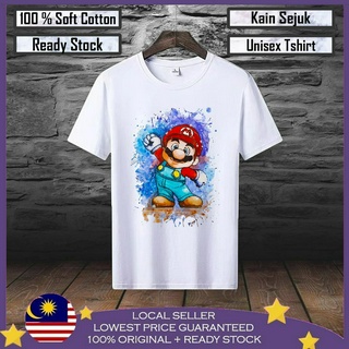 เสื้อยืดผ้าฝ้าย 100% พิมพ์ลาย Mario Baju Lelaki พรีเมี่ยม สําหรับผู้ชาย