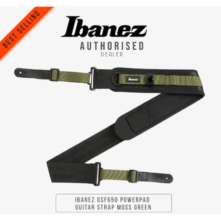 สายสะพายกีตาร์และเบส Ibanez GSF650-MGN สีดำเขียวอย่างดี บุฟองน้ำ