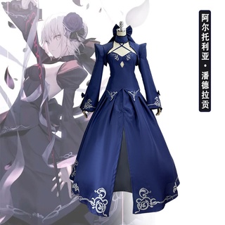 เครื่องแต่งกายคอสเพลย์ การ์ตูนอนิเมะ Fate Night saber สีดํา