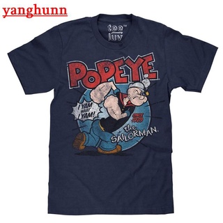 เสื้อยืดคอกลม แขนสั้น ผ้าฝ้ายแท้ พิมพ์ลายการ์ตูน Popeye Oliver สไตล์อเมริกัน สําหรับผู้ชาย และผู้หญิง