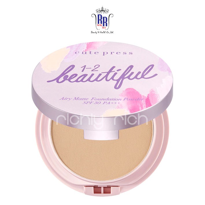🔸แท้|ส่งไว🔸 CUTE PRESS แป้งพัฟ ผสมรองพื้น 1-2 Beautiful Airy Matte Foundation SPF30PA+++ แป้ง คิวท์เพรส ริชชี่ริชบิวตี้