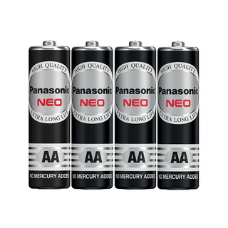 🔥The Best!! ถ่านไฟฉาย Neo AA PANASONIC รุ่น R6NT/4SL (แพ็ค 4 ก้อน) สีดำ Batteries