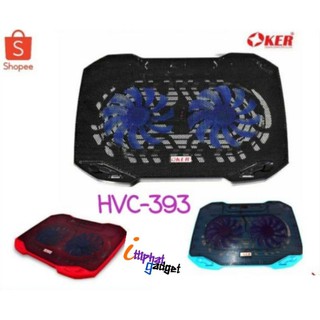 พัดลมรองโน๊ตบุ๊ค Oker HVC-393  Notebook Cooler Pad ใหญ่ 2 พัดลม