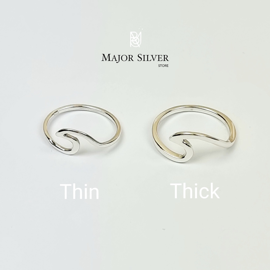 Wave rings : แหวนคลื่น เงินแท้92.5% แฟชั่น สไตล์อินเทรนด์ เท่ๆ Major Silver : E-V-Wa