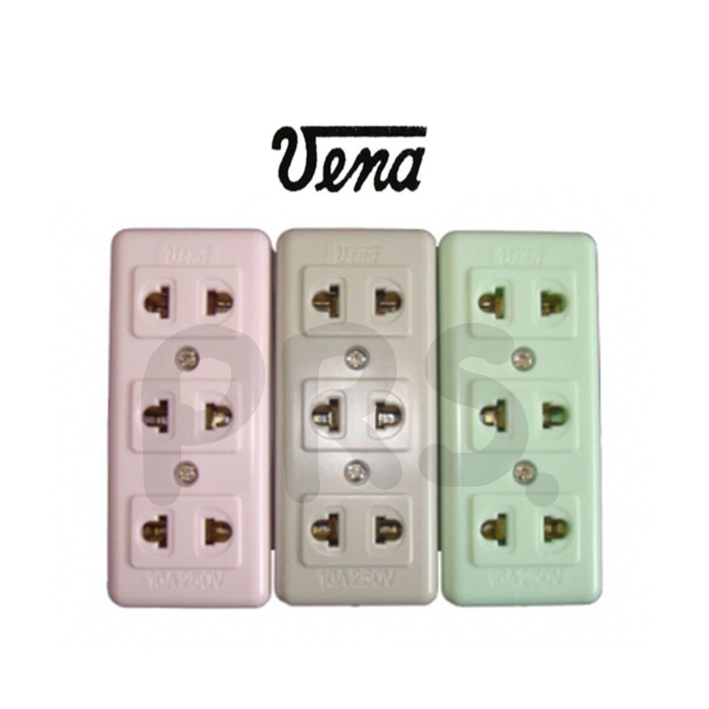 เต้ารับไฟฟ้า 3 ช่อง 2 ขายู VENA รุ่น PR-1623