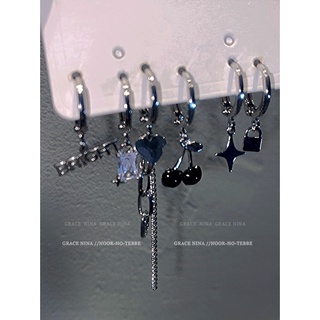 Frigid Wind Chain Earrings Tassel Ear Buckle Four-piece Earrings Girls New Trendy Earrings Female Niche Design Earrings