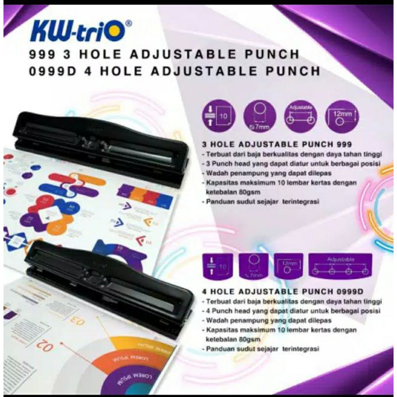 PUNCH 3 Hol ปรับได้/KW-trio 999C 3 รู ทําในไต้หวัน