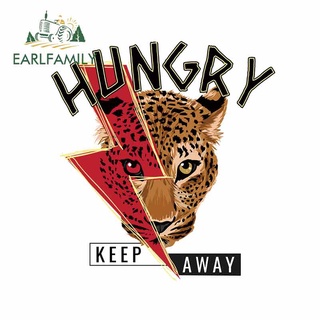 Earlfamily สติกเกอร์ไวนิล ลาย Keep Hungry Away ขนาด 13 ซม. x 12 ซม. สําหรับติดตกแต่งหน้าต่างรถยนต์ รถจักรยานยนต์