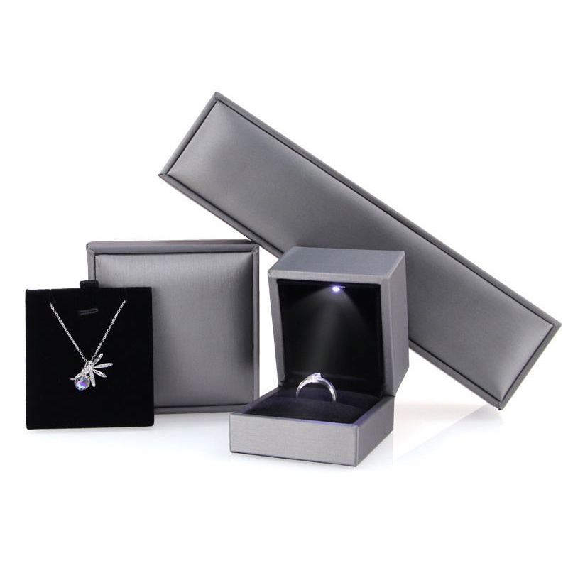 High-grade Brushed Leather Led Luminous Jewelry Box Ring Box Bracelet Box Pendant Box