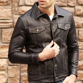 JAKET KULIT PRIA ASLI DOMBA MODEL JEANS  BERKUALITAS