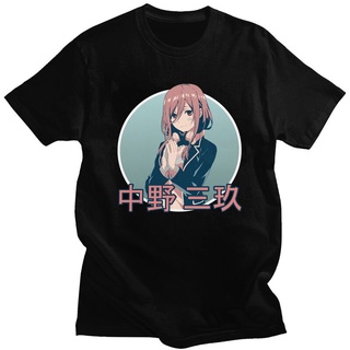 ROUNDคอลูกเรือNeckเสื้อยืดแขนสั้น ผ้าฝ้าย แบบนิ่ม พิมพ์ลายมังงะ The Quintessential Quintuplets Go Toubun No Hanayome Mik