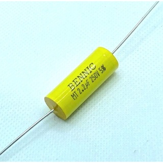 Capacitor ยี่ห้อ BENNIC หางหนู สีเหลือง ค่า 2.2uF 250V.