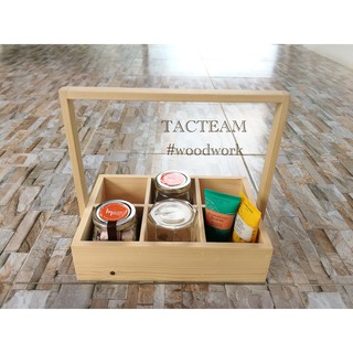 กล่องไม้สน 6 ช่องมีหูจับ Mini-Furniture ไม้สน ผลิตและจัดจำหน่ายโดย... TACTEAM woodwork