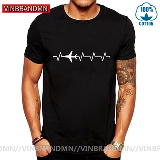 【Hot】เสื้อยืดคอกลม แขนสั้น ผ้าฝ้าย พิมพ์ลายเครื่องบินตลก Pilot Heartbeat ของขวัญ สําหรับผู้ชาย