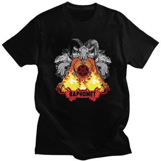 เสื้อยืดผู้ชายอินเทรนด์เสื้อยืดคอกลม แขนสั้น ผ้าฝ้าย พิมพ์ลายกราฟิก Demon Satanic Pentagram สไตล์ฮาราจูกุ สําหรับผู้ชาย