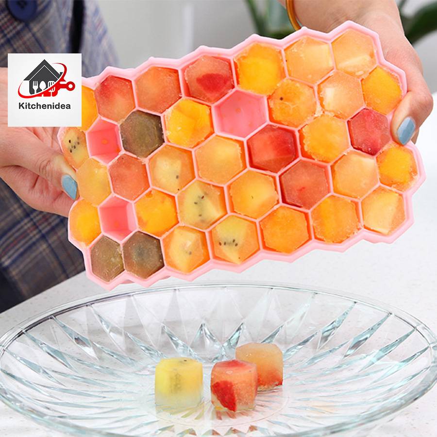สินค้าพร้อมจัดส่ง /kitchenidea/ถาดทำน้ำแข็งซิลิโคน/มี5สี 37หลุม ที่ทำน้ำแข็งพร้อมฝาปิด ห้องครัว ทำน้ำแข็ง