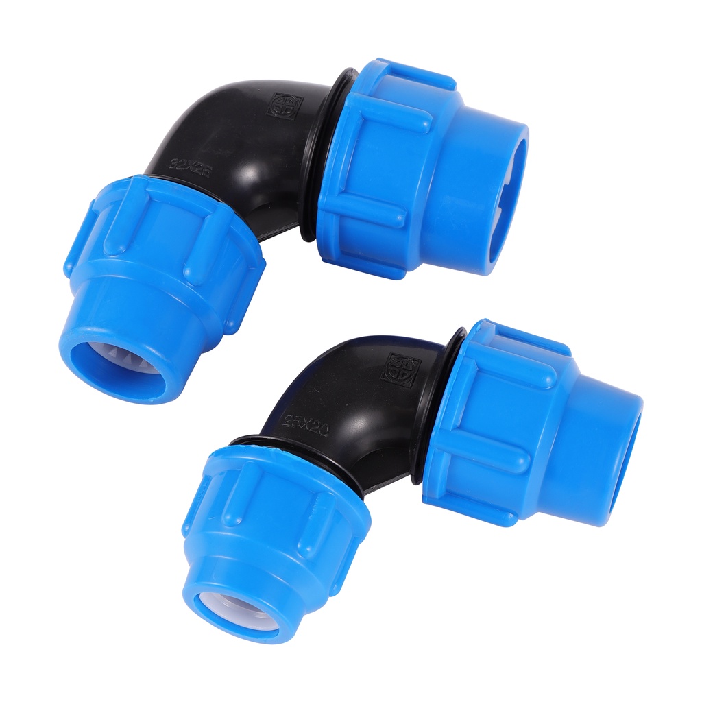 25-20/32-25 มม.พลาสติก PE ท่อน้ํา Quick Connector 90 องศาข้อศอกลด Fast Joint PE ท่อ PVC Fitting อุปกรณ์ชลประทาน