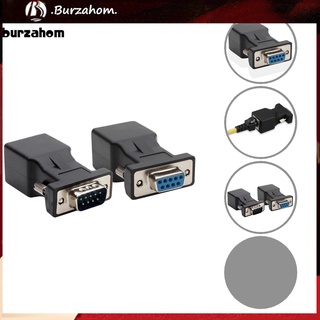 Bur อะแดปเตอร์อีเธอร์เน็ต 9 Pin Serial Port DB9 RS232 Male Female to RJ45 Cat5e/6 2 ชิ้น