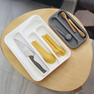 ถาดใส่ช้อนส้อม 2 ช่อง กล่องใส่ช้อน กล่องใส่ช้อนส้อม ที่เก็บของบนโต๊ะอาหาร cutlery tray realmart