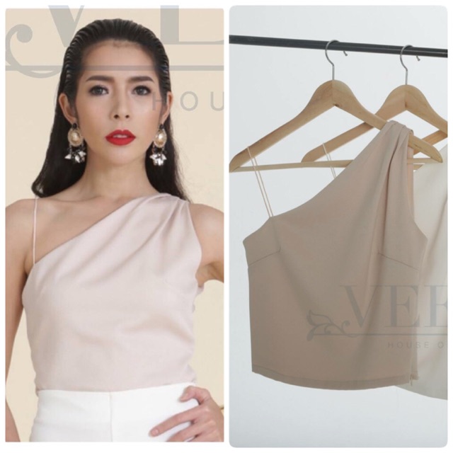 ของใหม่* Veera House  Top เสื้อไหล่เดียว สีเบจ