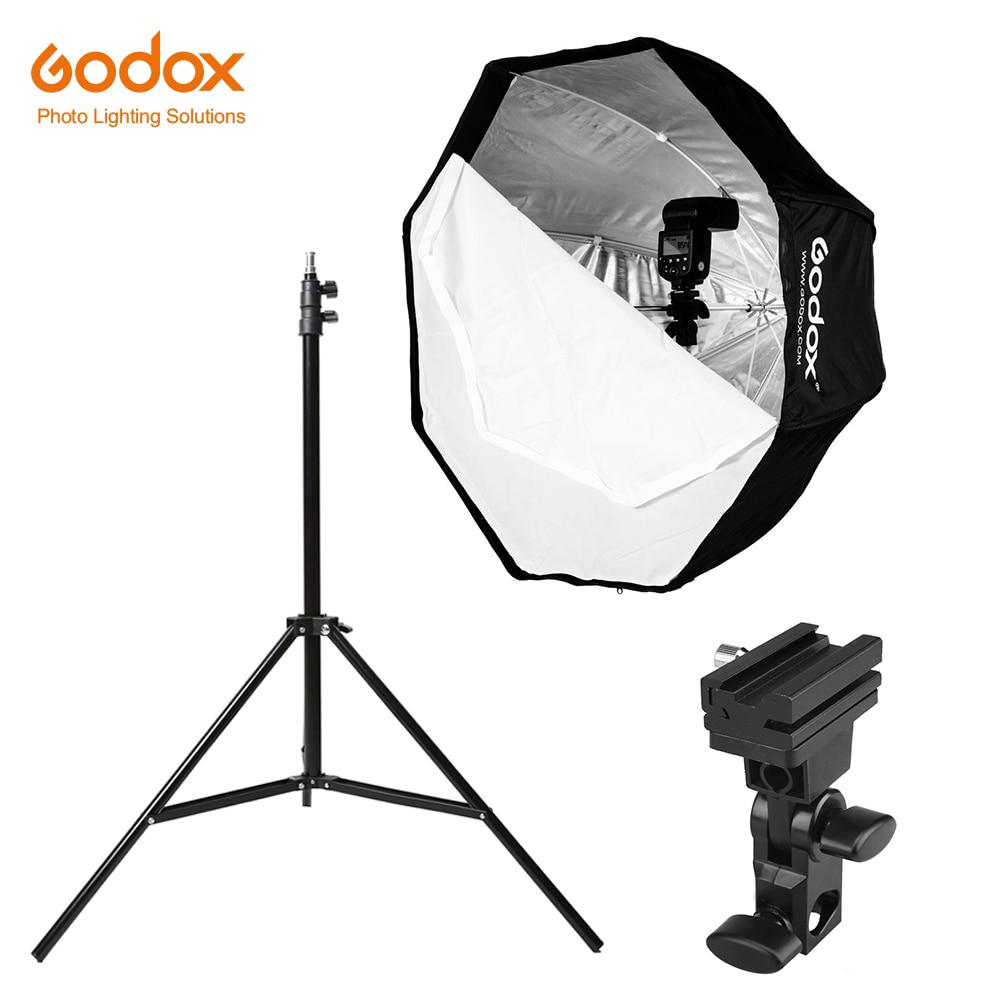 Godox 31.5in 80cm Octagon Umbrella Softbox 200cm Light stand Umbrella Hot Shoe Bracket Kit for Speedlite Flash