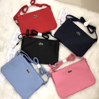 แท้💯% Lacoste pvc pu split cow lether shoulder bag