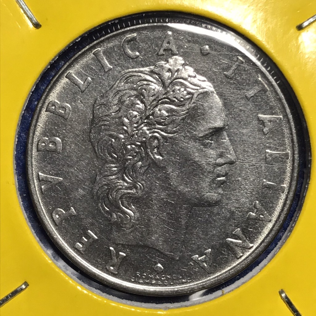เหรียญเก่า#14821 ปี1971 อิตาลี 50LIRE เหรียญต่างประเทศ เหรียญสะสม เหรียญหายาก