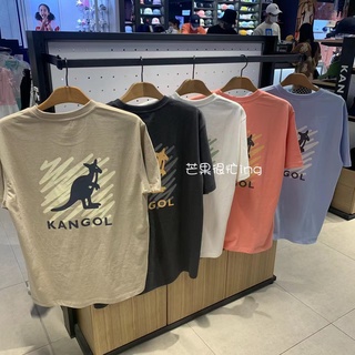 เสื้อยืดแขนสั้นลําลอง คอกลม ผ้าฝ้ายแท้ พิมพ์ลายกราฟฟิติจิงโจ้ KANGOL แฟชั่นฤดูร้อน สําหรับผู้ชาย และผู้หญิง