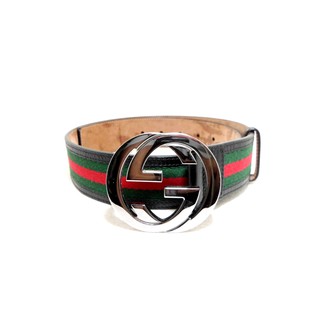 เข็มขัด Gucci Web belt with Interlocking G sz 80 32 มือ 2 ของแท้