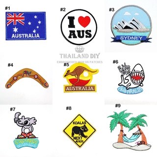 🦘 ตัวรีดติดเสื้อ งานปัก ธงชาติออสเตรเลีย ท่องเทียว ออสเตรเลีย Australia Patch WOP DIY ตัวรีด อาร์มติดเสื้อ ธงชาติ ธง ออส