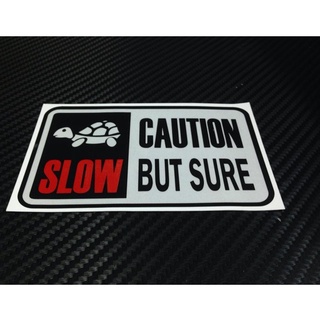 สติ๊กเกอร์ตัดคอม สะท้อนแสง 3M แท้ ลาย เต่า CAUTION SLOW BUT SURE TURTLE ช้าแต่ชัวร์ sticker ติดรถ แต่งรถ สติกเกอร์