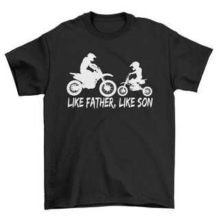 เสื้อยืดคอกลม แขนสั้น ผ้าฝ้าย พิมพ์ลาย Father Like Son Motocross Trail Bike แฟชั่นฤดูร้อน สําหรับผู้ชายS-5XL