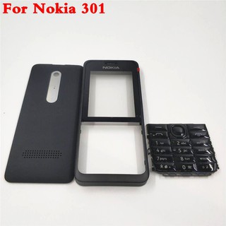 Original For Nokia Asha 301 n301 Dual card version Housing Cover + English Keypad + Battery Back Cover With Logo