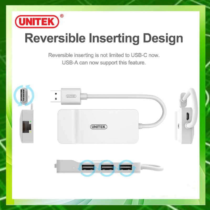 UNITEK USB2.0 3-Port Hub + Fast Ethernet Converter รุ่น Y-1470