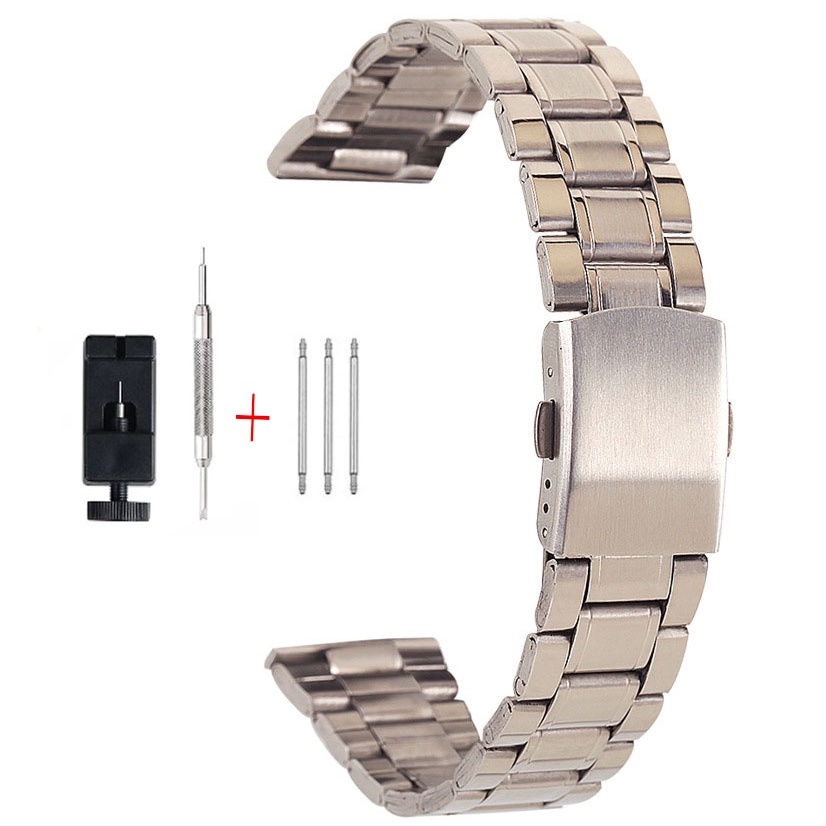 สายนาฬิกาข้อมือ สเตนเลส โลหะ สีดํา เงิน 18 มม. 20 มม. 22 มม. 24 มม. สําหรับผู้ชาย ผู้หญิง